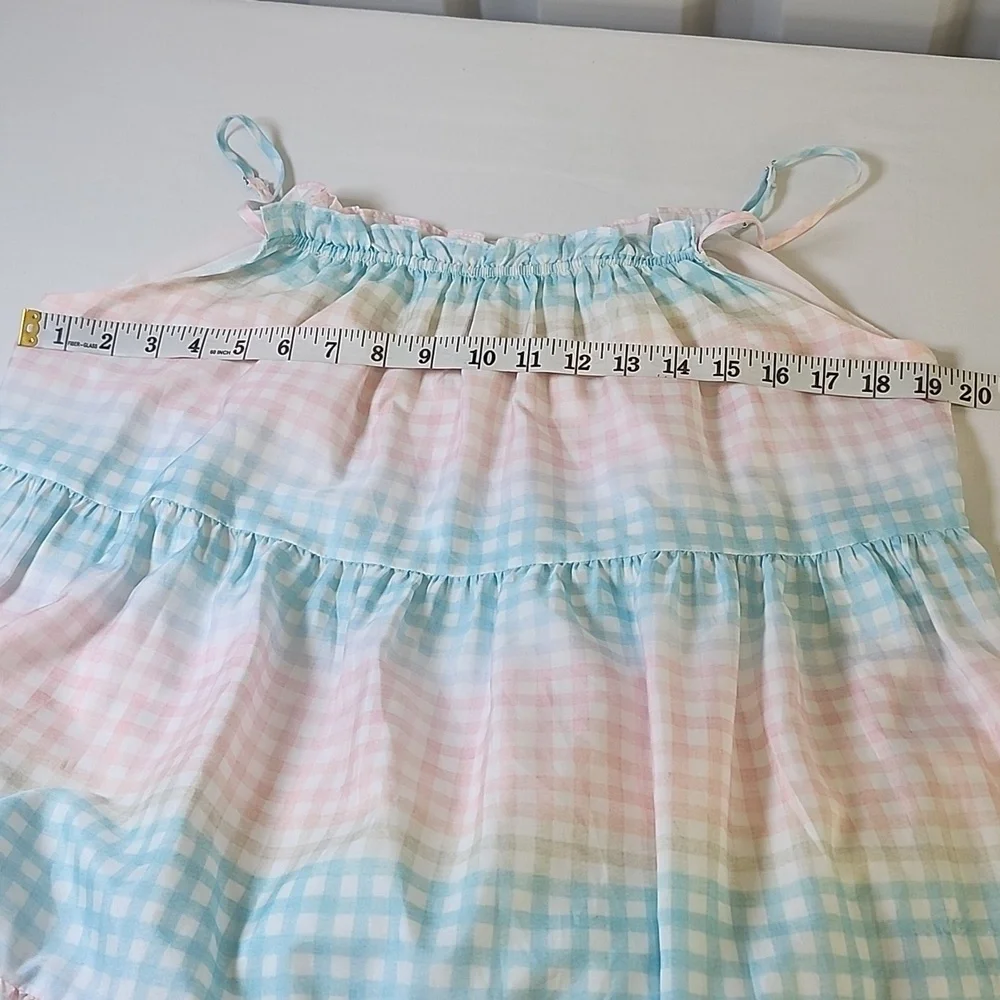Storia Womens Pastel Gingham Check Flowy Mid Dress Size Medium Lightweight Lined - Picture 5 of 7